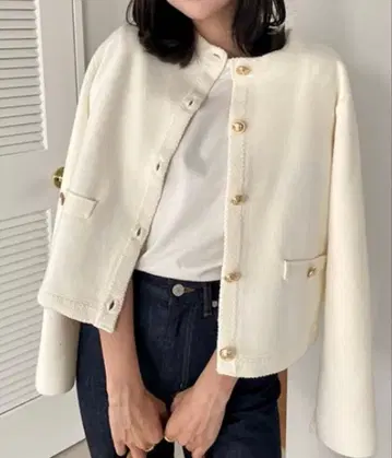 [ ZOZO 한정판 ] anuans 오리지널 버튼 노카라 니트 자켓