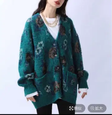 JEANASiS 5G 플라워 라메 페더 가디건 지나시스