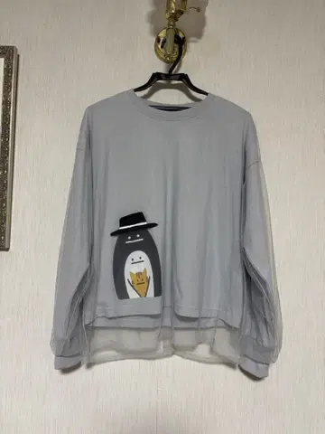 그라니프 펭귄과 고양이 프린트 트레이닝복 그레이