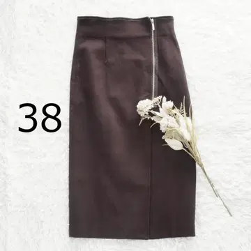 NOBLE PE/RY/W 지퍼 타이트 스커트 브라운 38