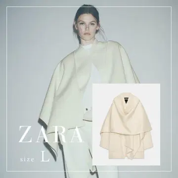 ZARA ZW COLLECTION 울 케이프 코트 L 에크루