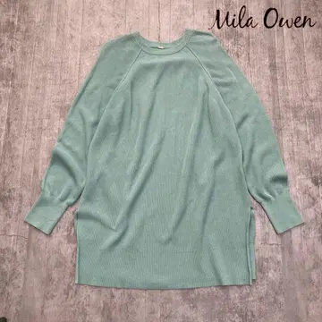 Mila Owen 크루넥 래글런 롱 니트 풀오버
