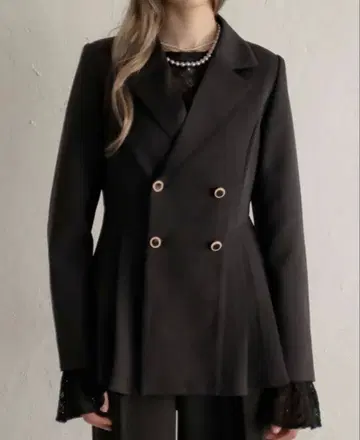 [ MEISM byRe:EDIT ] 턱 플리츠 테일러드 자켓 M 블랙