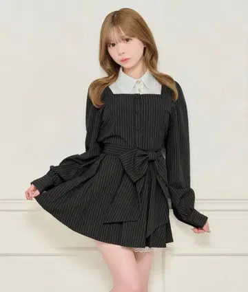 블랙 스트라이프 리본 포함 셋업