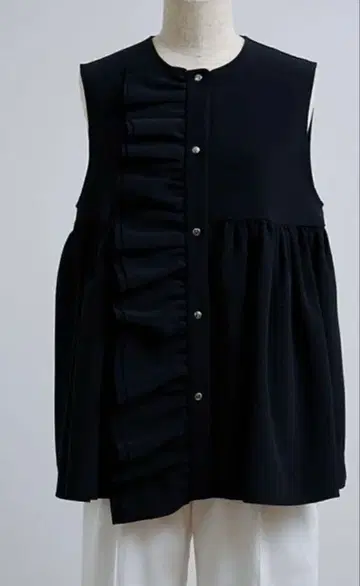 yori 요리 더블 프릴 베스트 블랙 38