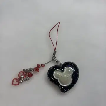 미키 실루엣 하트 스트랩 디즈니