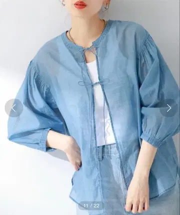 URBAN RESEARCH 인디고 시어 블라우스