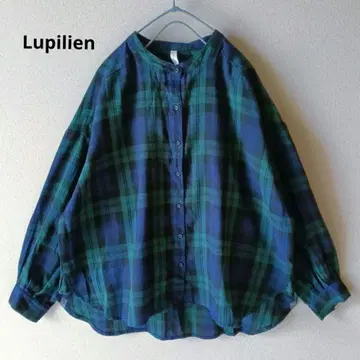 Lupilien 루필리앙 블라우스 체크 밴드 카라 루즈핏 기모