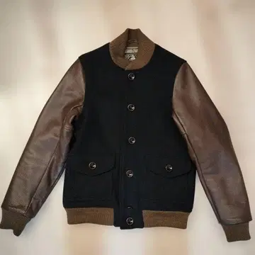 bal 바시티 자켓 블랙 x 브라운