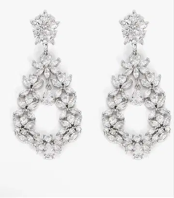 꽃 모티브 귀걸이 브라이덜 웨딩 AAA 지르코니아