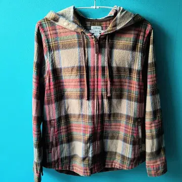 L.L.Bean 체크 무늬 후드 부착 후드티 M