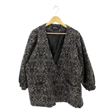 meridian 페이즐리 자카드 노카라 자켓 블랙