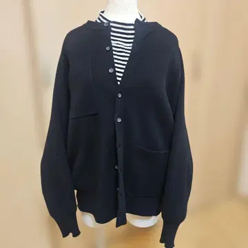 estroislose 블랙 가디건 긴팔 앞 포켓 부착
