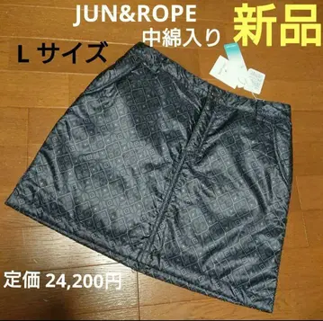 새상품 JUN&ROPE 준&로페 충전솜 스커트 L 블랙 계열 올 패턴