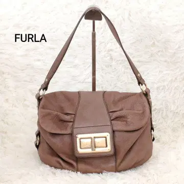 [ 새상품급 ] 훌라 가죽 브라운 턴락 숄더백