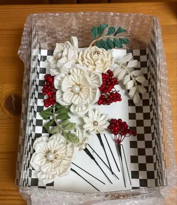 utatane 머리 장식 수련 부케 & 열매 일본제 화이트