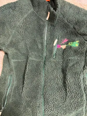 자수 디자인 그린 플리스 자켓