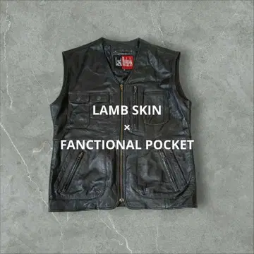 천연 가죽 램 가죽 베스트 S 블랙 루즈핏 레이어드 다수 포켓 구제 의류
