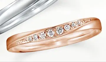 스타 주얼리 웨이브 반지 10K 핑크 골드 다이아몬드 포함