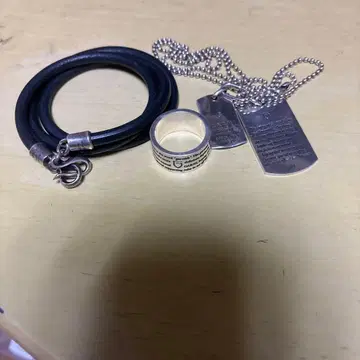 GARNI 가죽 팔찌 메시지 반지 독 택 2종류 3개 set