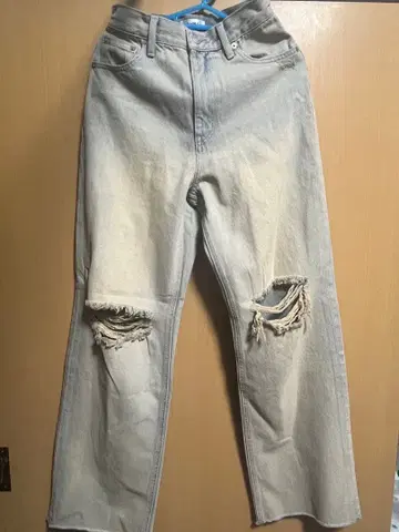 EVRIS 데미지 데님 팬츠 라이트 블루