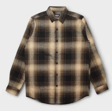 옴브레 체크 셔츠 체크 긴팔 플란넬 셔츠 브라운 아메카지 M