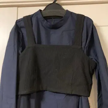 네이비 긴팔 셔츠 원피스 뷔스티에 포함 vin 야마다야