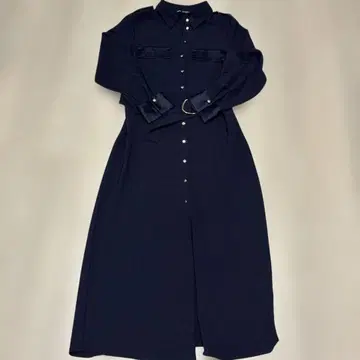 네이비 셔츠 원피스 허리 벨트 포함 ZARA