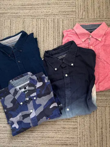 타미힐피거 버튼 다운 셔츠 긴팔 XL 블루 핑크 4개 세트