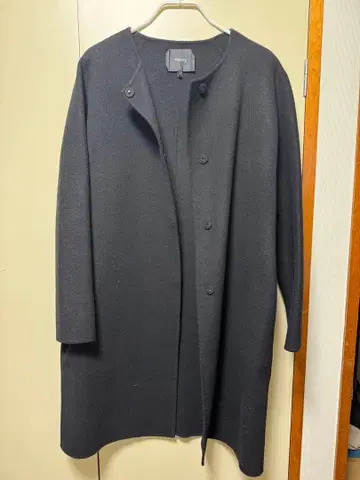 띠어리 노카라 더블 페이스 롱 코트 캐시미어 혼방 블랙