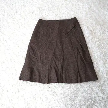마렌담 실크 캐시미어 아지메 변형 플레어 스커트 40 일본제 브라운