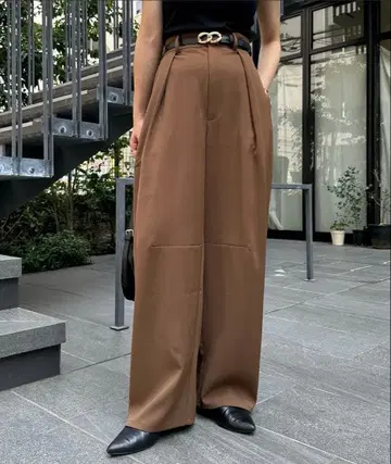 Thevon 팬츠 커브 슬랙스 M 브라운