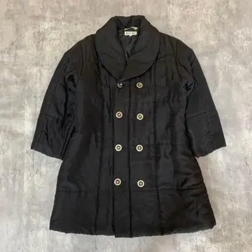 00s 빈티지 충전솜 코트 더블 버튼 실크 100% Y2K
