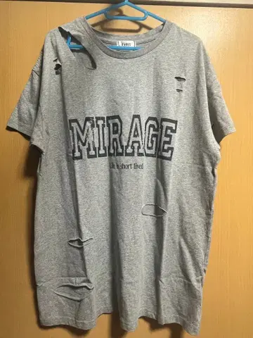 EVRIS 미라주 프린트 데미지 T셔츠 그레이