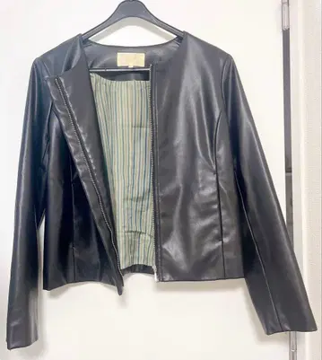 BEAMS 인조 가죽 노카라 자켓 블랙 빔즈