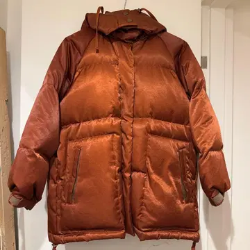 6(ROKU) SATIN HOOD DOWN 다운 자켓 와인 레드 36
