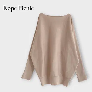 로페피크닉 돌먼 슬리브 니트 소매 펄 긴팔 L 고급 내추럴