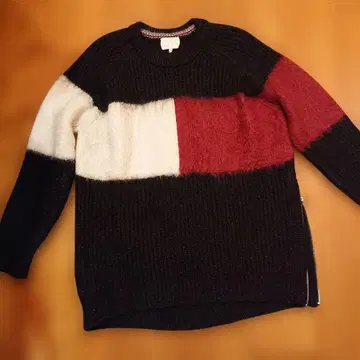 TOMMY ICONS 블록 컬러 니트 스웨터 이탈리아 실