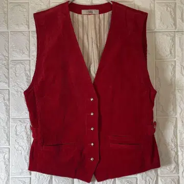TROIS 빨간색 코듀로이 베스트 면 100% 골드 버튼 일본제