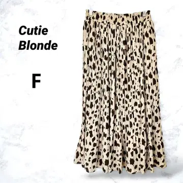 큐티 블론드 롱 스커트 F 레오파드 무늬 플리츠 가공 허리밴딩