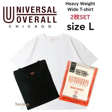 [유니버셜 오버롤] 새상품 헤비 웨이트 T셔츠 화이트 블랙 2장 L