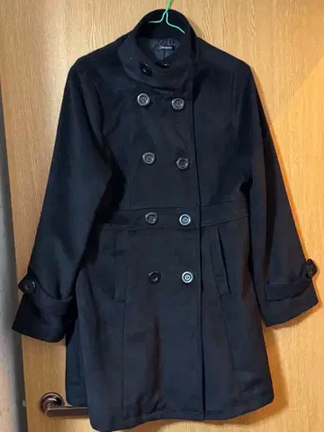 블랙 더블 브레스트 코트 새상품급 A라인 여성용 L