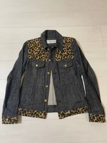 RECYCLEAGE 레오파드 무늬 데님 자켓