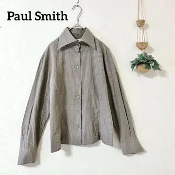 폴스미스 위민 긴팔 셔츠 42 XL 브라운 베이지 스트라이프 새상품급