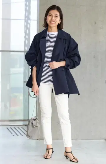 IENA 2023SS Pe 포플린 오버 숏코트 네이비 36