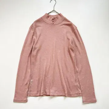 마드모아젤논논 하이넥 티셔츠 핑크 싸개 버튼 파파스