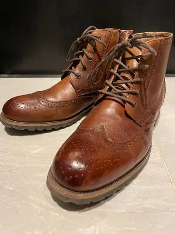 STEVE MADDEN 가죽 윙팁 레이스업 부츠 브라운 27cm