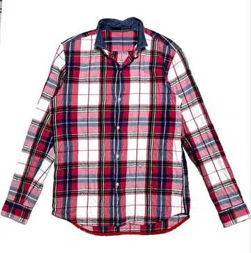 투모로우랜드 주름 가공 숏 옷깃 체크 셔츠 탄탄한 원단