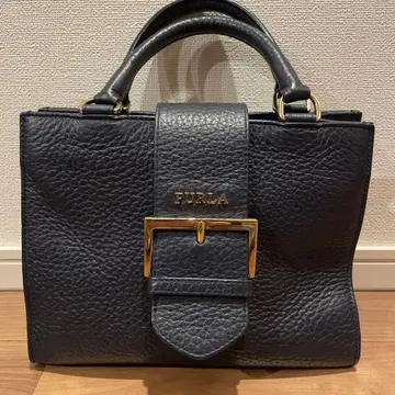 FURLA 네이비 가죽 핸드백