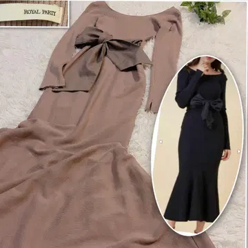 ROYAL PARTY 리본 포함 머메이드 원피스 리브 절개